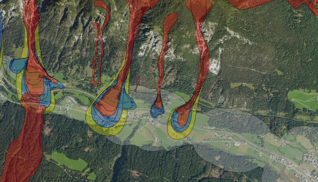 Gefahrenzonenplan in Südtirol (Brenner) © Geobrowser I snow insitute